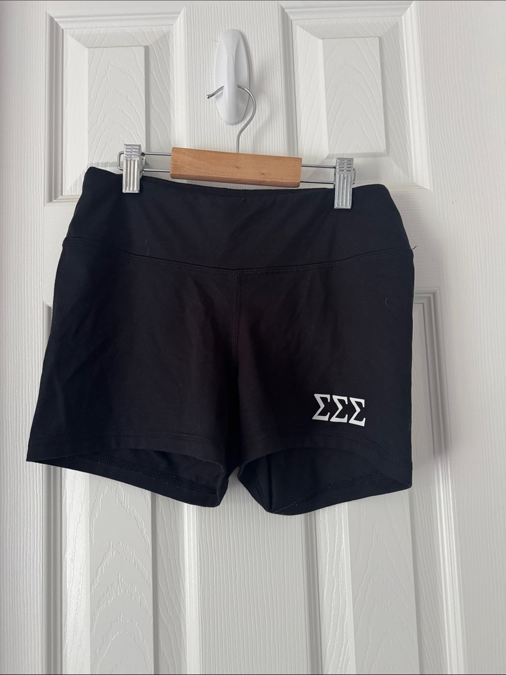 Sport-Tek Black Women's Bike Shorts with White Sorority Emblem